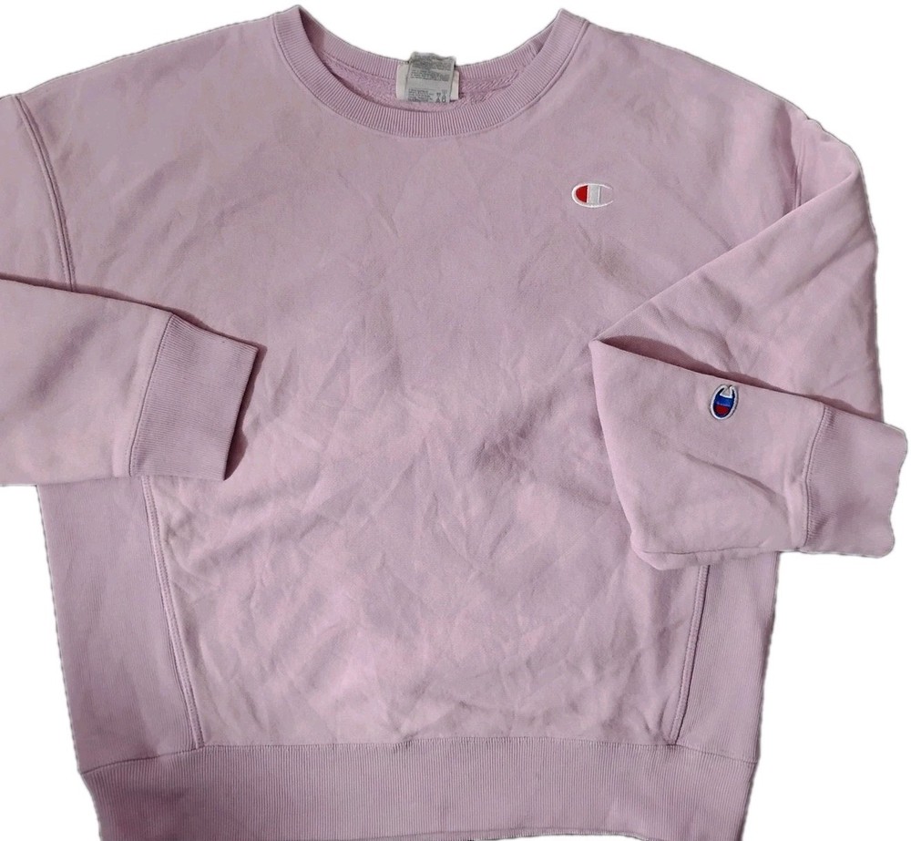 Champion Reverse Weave Pullover Sweatshirt Medium Crew Neck Cotton Light Pink