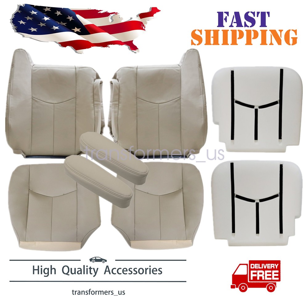 Front Leather Seat Cover & Foam Pad Tan For 2003-2006 Chevy Suburban 1500 2500