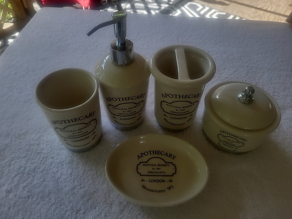 5 Piece Apothecary Barhroom Accessories  Set