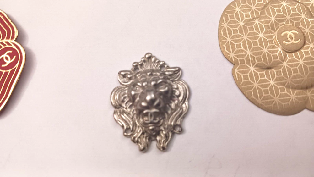 Rare Chanel Button Silver tone Metal made in France 25 mm