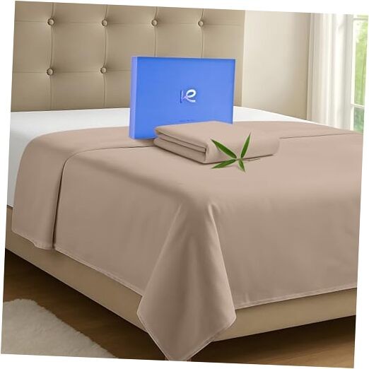 Organic Bamboo Viscose Full Flat Sheet in Iced Latte Beige