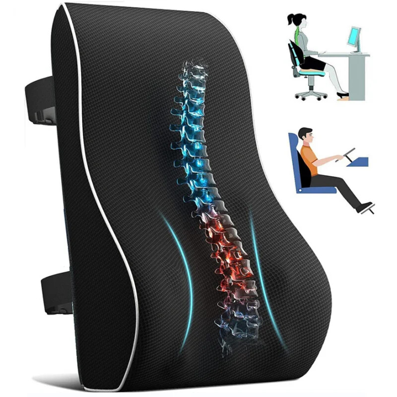 Car Seat Office Chair Back Lumbar Support Memory Foam Cushion Pad Lumbar Cushion
