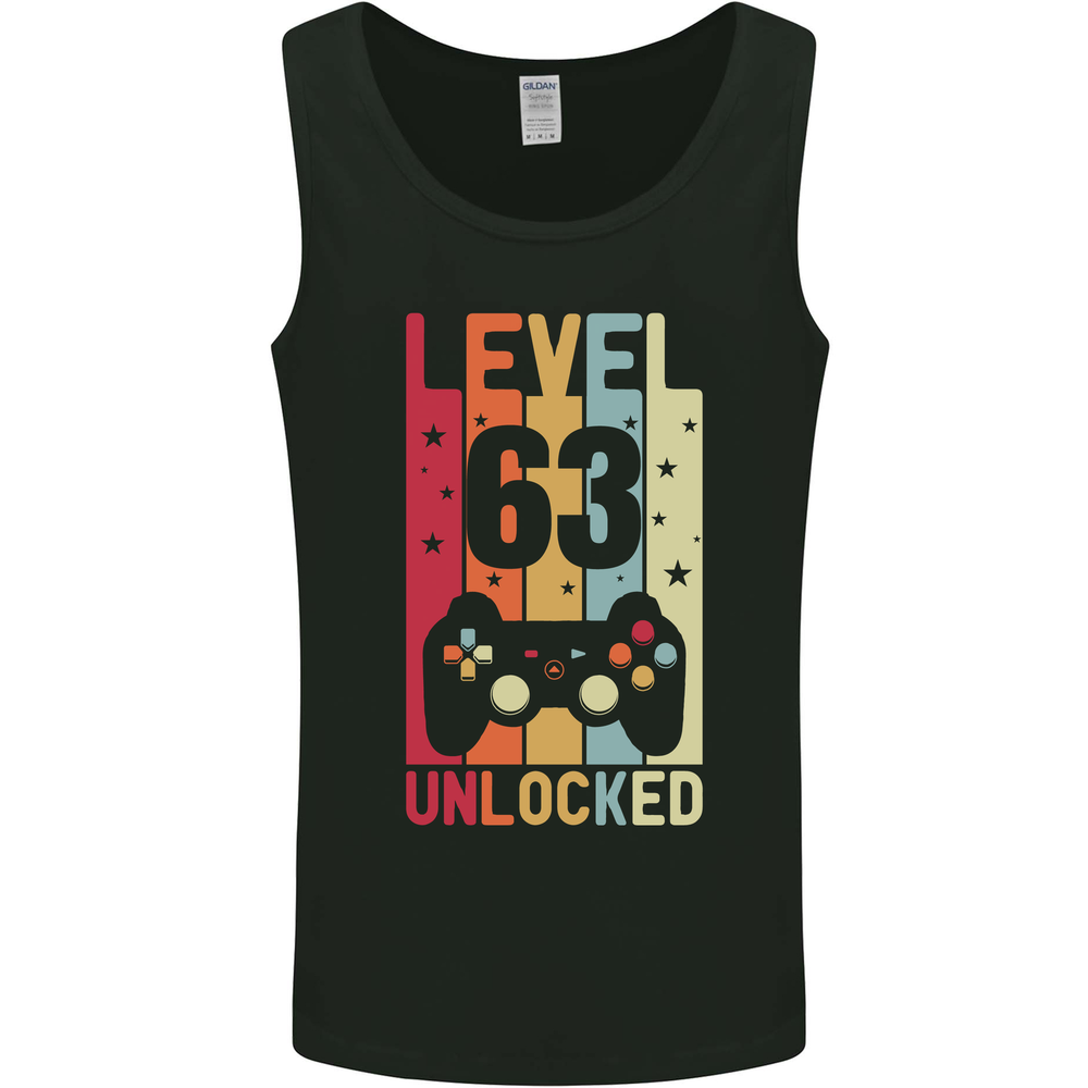 63rd Birthday 63 Year Old Level Up Gaming Mens Vest Tank Top