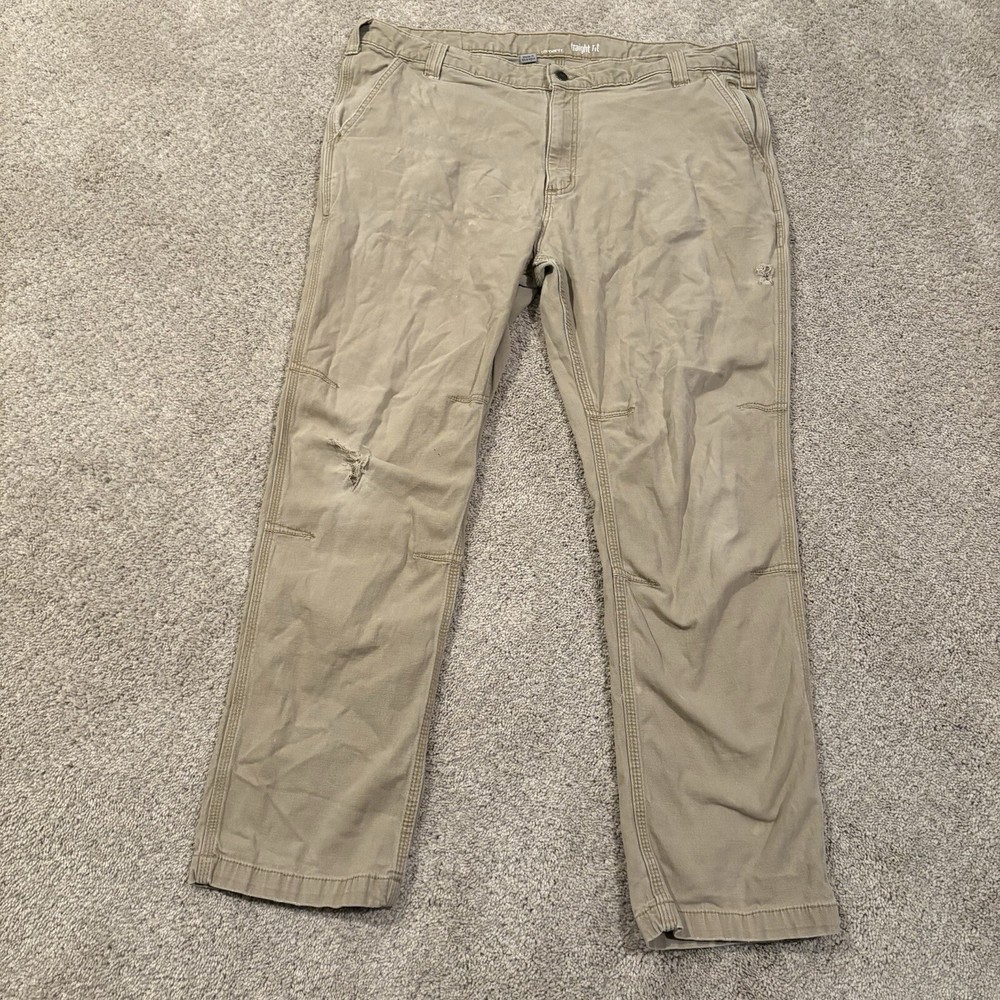Carhartt Mens 40 x 30 Work Pants Straight Jeans Utility Beige Heavy Denim