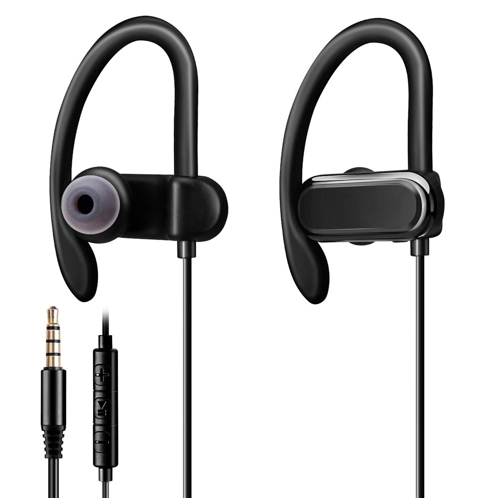 Upgraded Wired Earbuds with Secure Ear Hooks and Built-in Mic for Sports and Calls