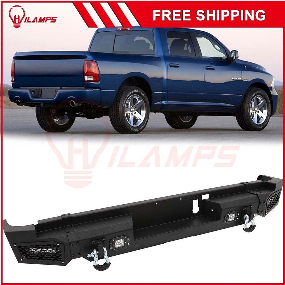Steel Rear Bumper Guard Light Bar Fog Lamps For 2019-2021 Dodge RAM 1500 3.6L