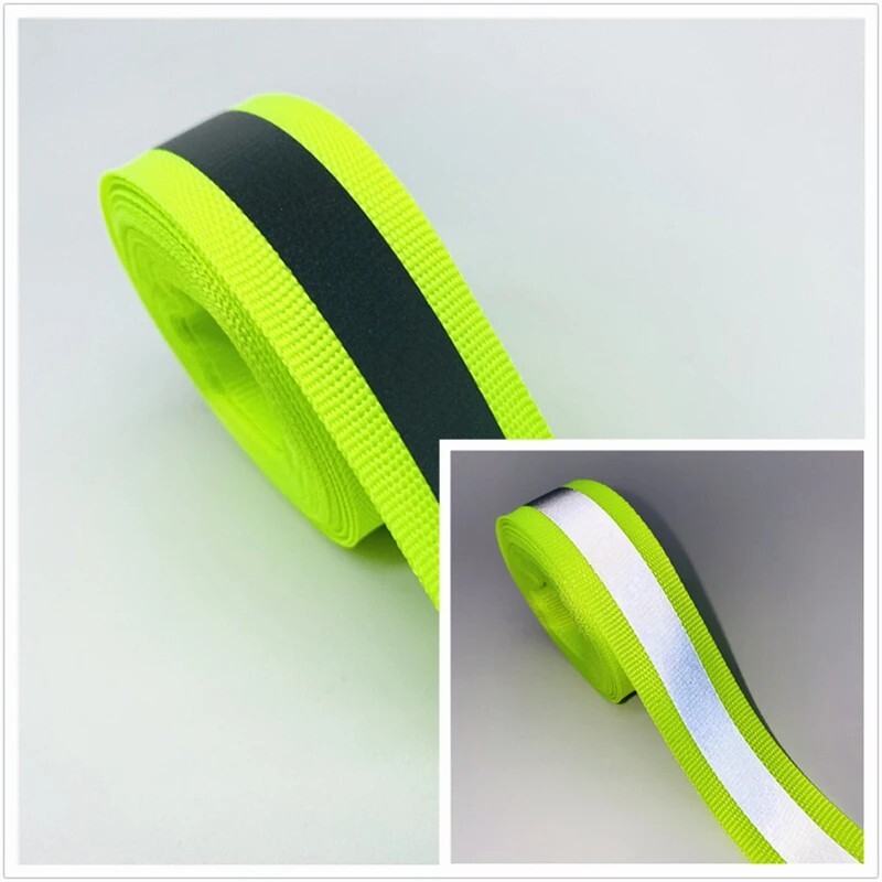 Reflective Ribbon Sewing Fabric Tape Polyester Strap Vest Webbing Belt 5yards