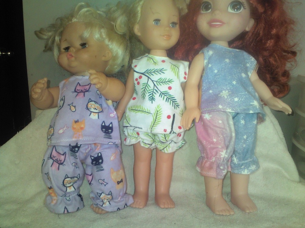 CLEARANCE SALE DOLL CLOTHES  3 PAIR OF PAJAMAS   FIT 10 11 12 INCH SET 3-image