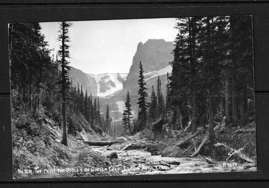 Sanborn Real Photo postcard /Notch Top From The Odessa Lake-Estes Park Colorado