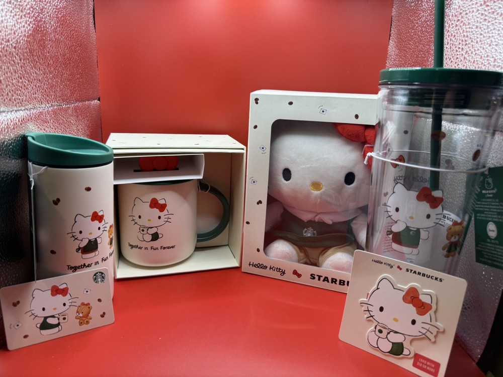 🎀 Hello Kitty X Starbucks 2025 Limited Edition 4 pc BUNDLE!! +GC🎀 HOT GIFT TOY