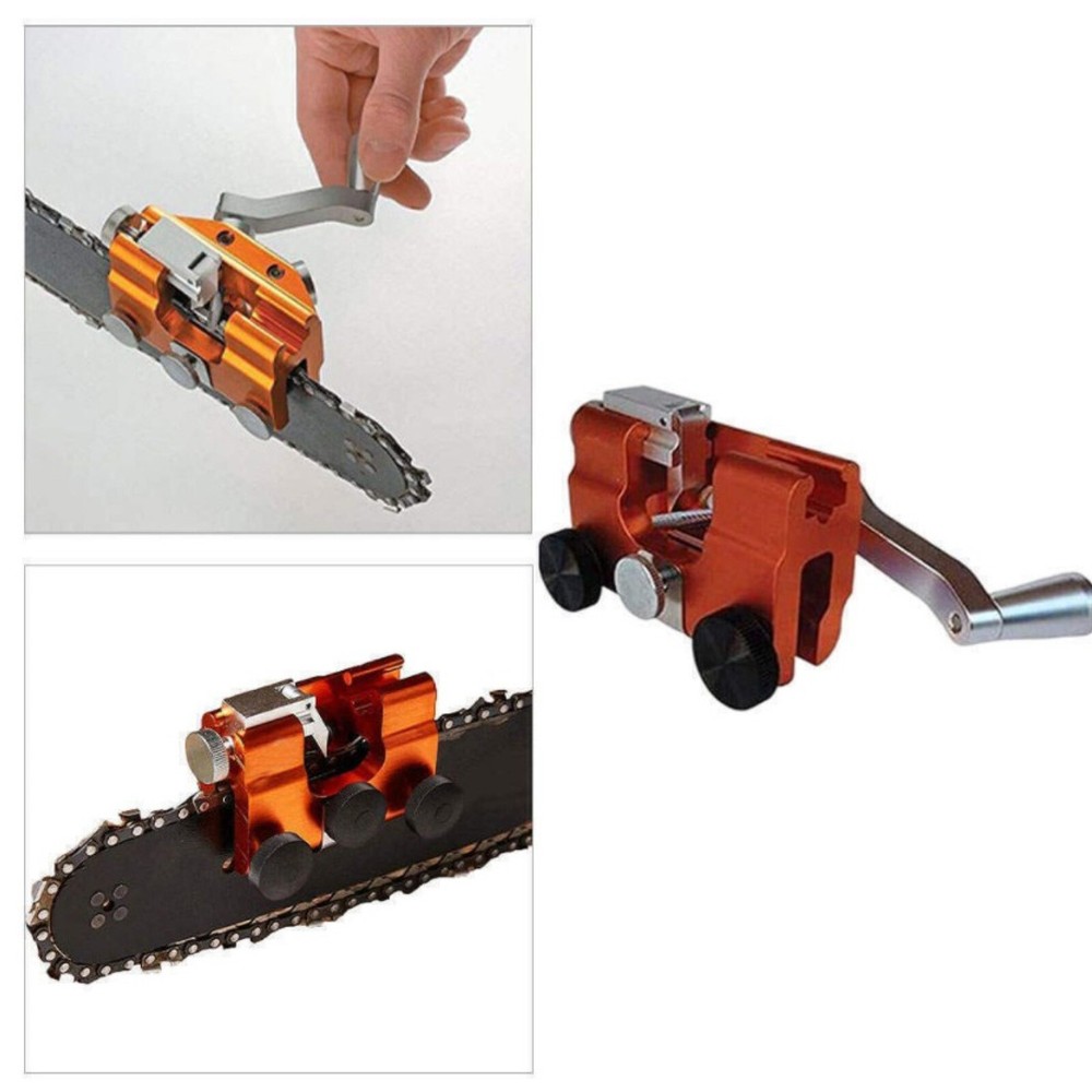 Universal Manual Chainsaw Sharpener with 2 Grinding Heads for All Chains
