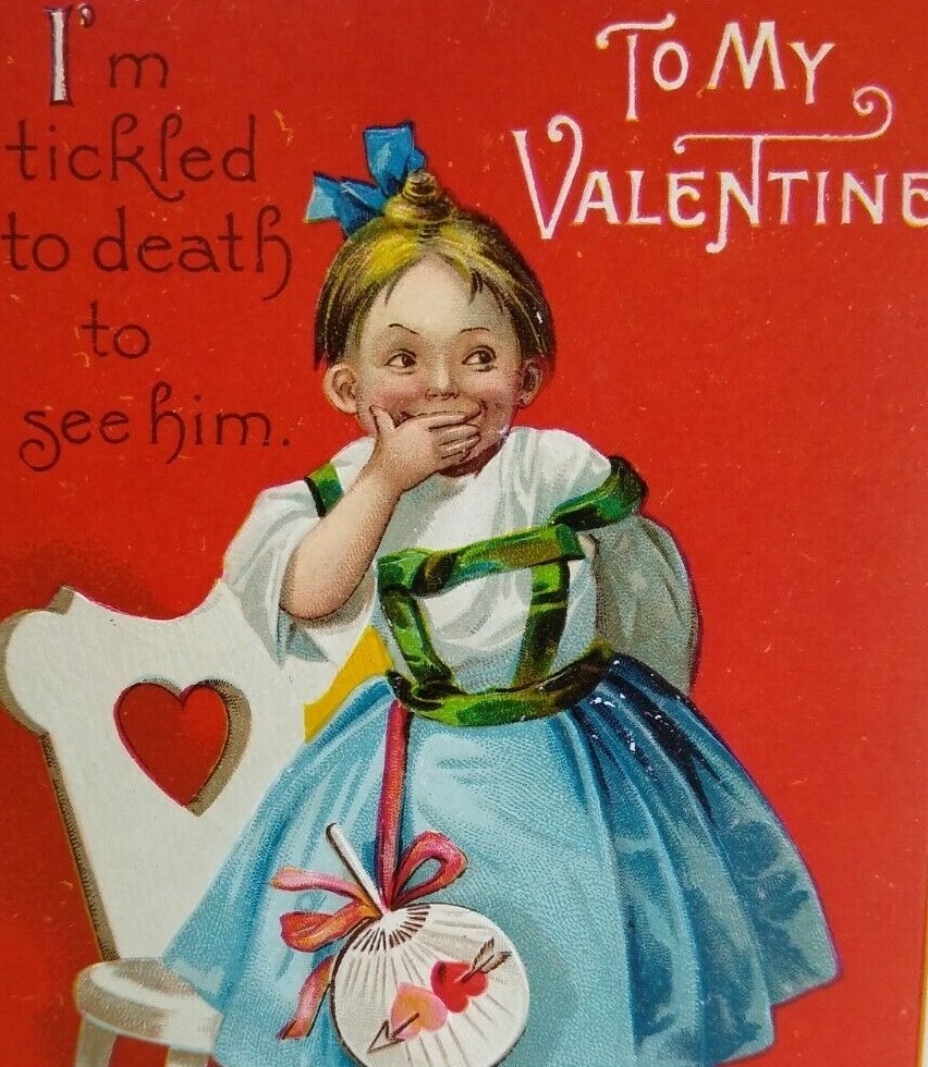 Valentines Day Postcard Unsigned Ellen Clapsaddle Germany Tickled To Death Girl