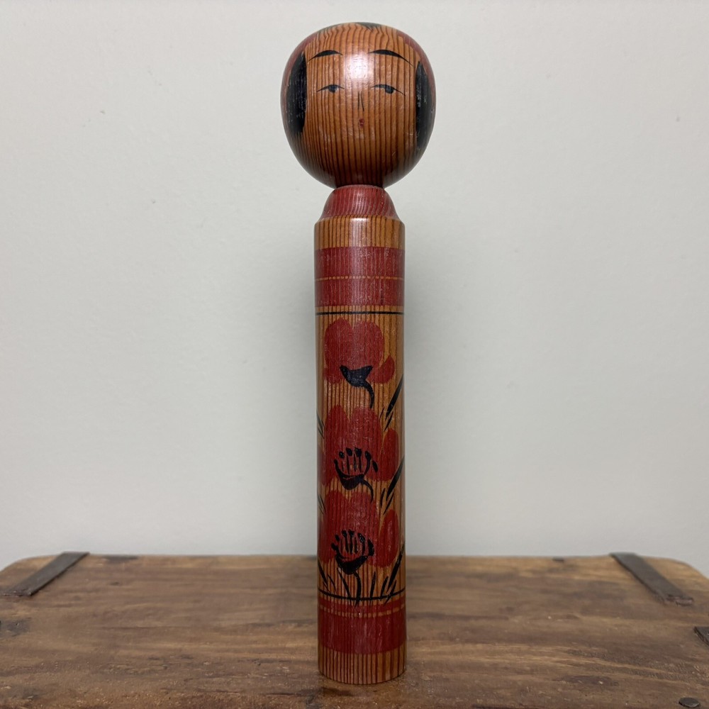 19cm Japanese Kokeshi Doll - Vintage Collectible- Antique Wooden Folk Art - #C43