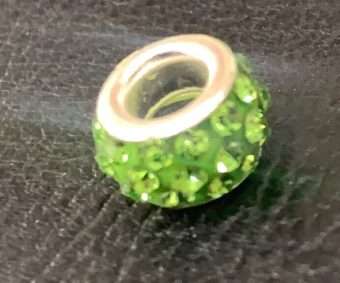 Pandora-Style Green Crystal Alloy Spacer Bead Charm for Jewelry