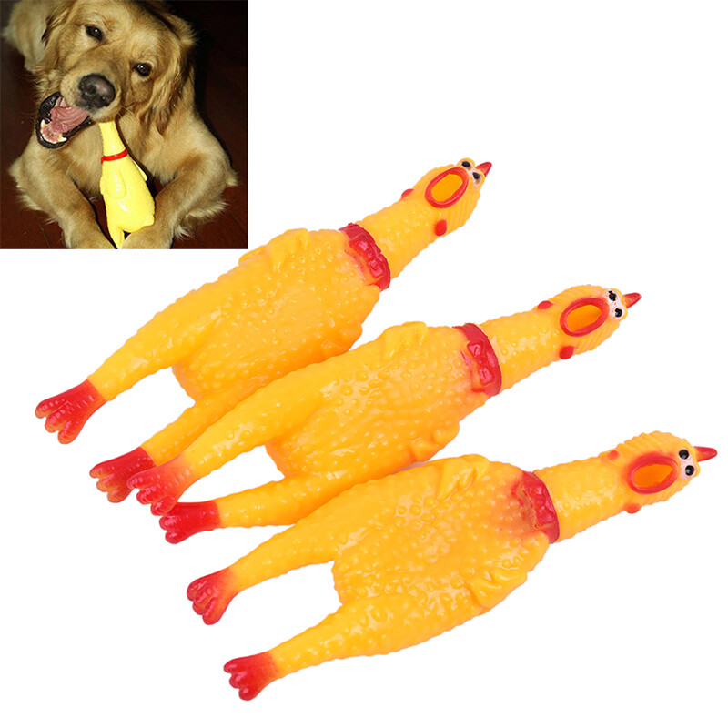1PC Dog Gadgets Novelty Yellow Rubber Chicken Pet Toys Novelty Screaming ChiY*a5
