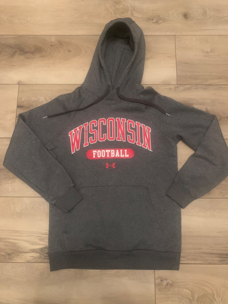Mens Size Small Hoodie, Wisconsin Badgers, Under Armour, Gray