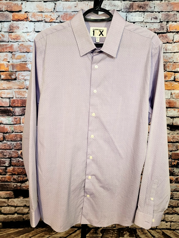 Express 1MX Extra Slim Fit Dress Shirt Lavender Purple Subtle Pattern 16-16.5