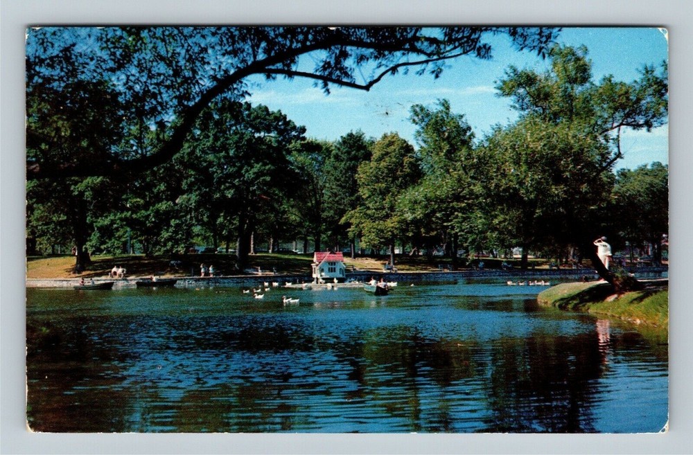 Duck House, Row Boats, Deering Oaks Public Park, Portland Maine Vintage Postcard