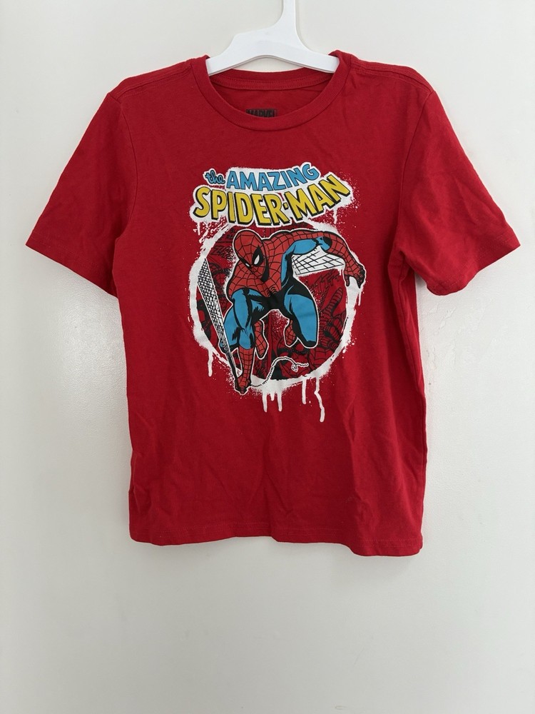 Marvel Kid Boys Superhero Spider-Man Graphic Cotton Blend Crewneck T-Shirt Red M