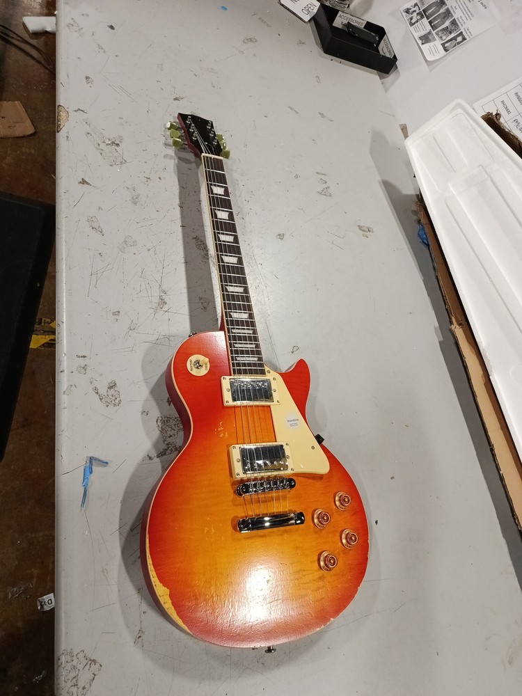 Open Box Flamed Orange Burst Relic lp Electric Guitar Mahogany Body US Shipment