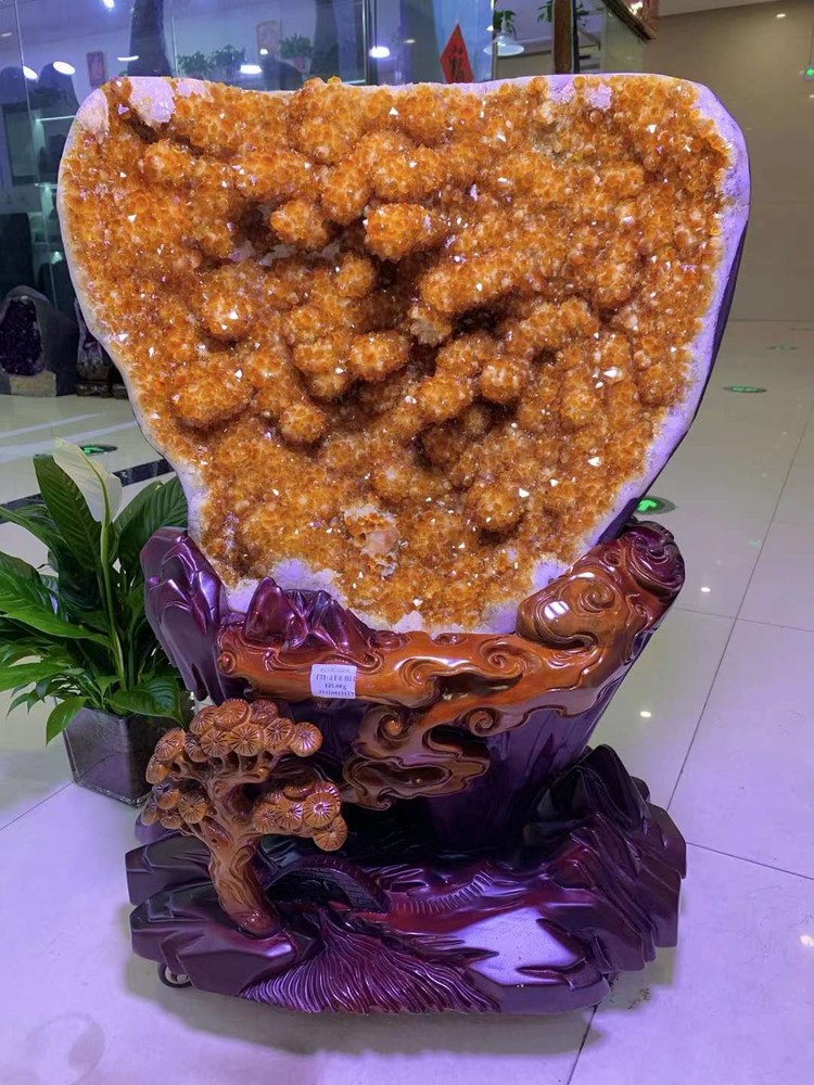 Large 275LB Rare Natural Citrine Quartz Geode Crystal for Reiki and Decor