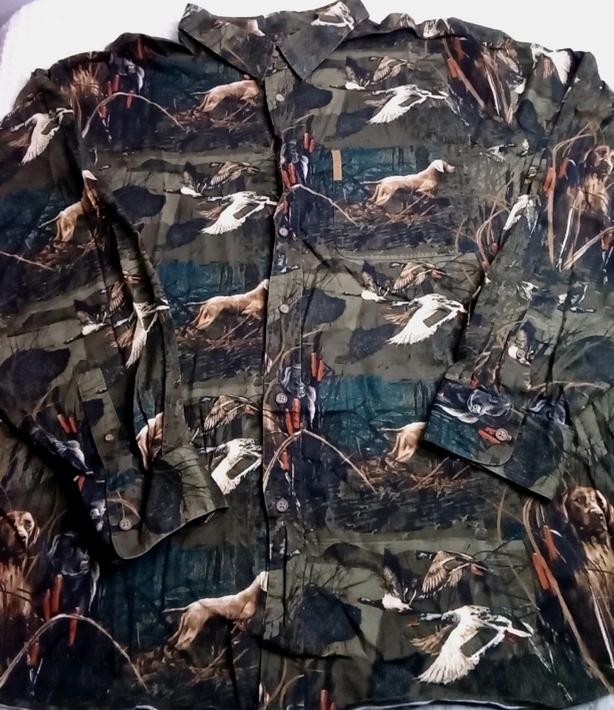 Magellan Button-up Long Sleeve Shirt Bird Dogs, Duck Hunting Men's Sz 3XL