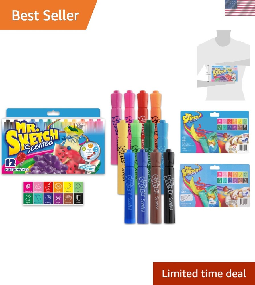 Vibrant Fruit-Scented Chisel Tip Markers - 12 Pack