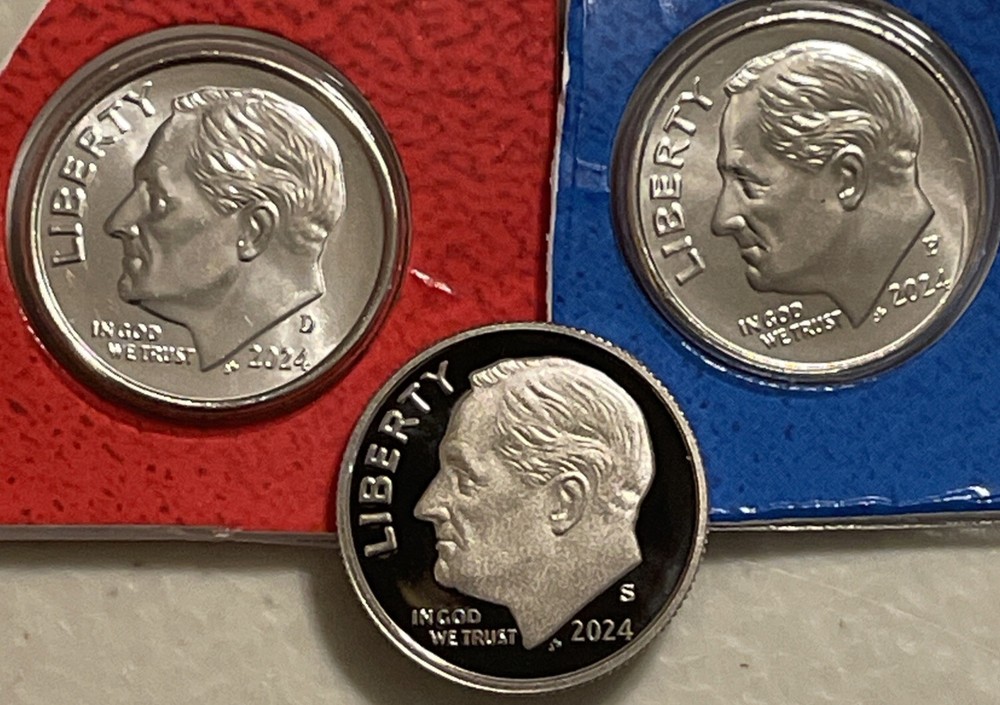 2024 P D S BU Uncirculated Clad & Proof Dimes Mint Set