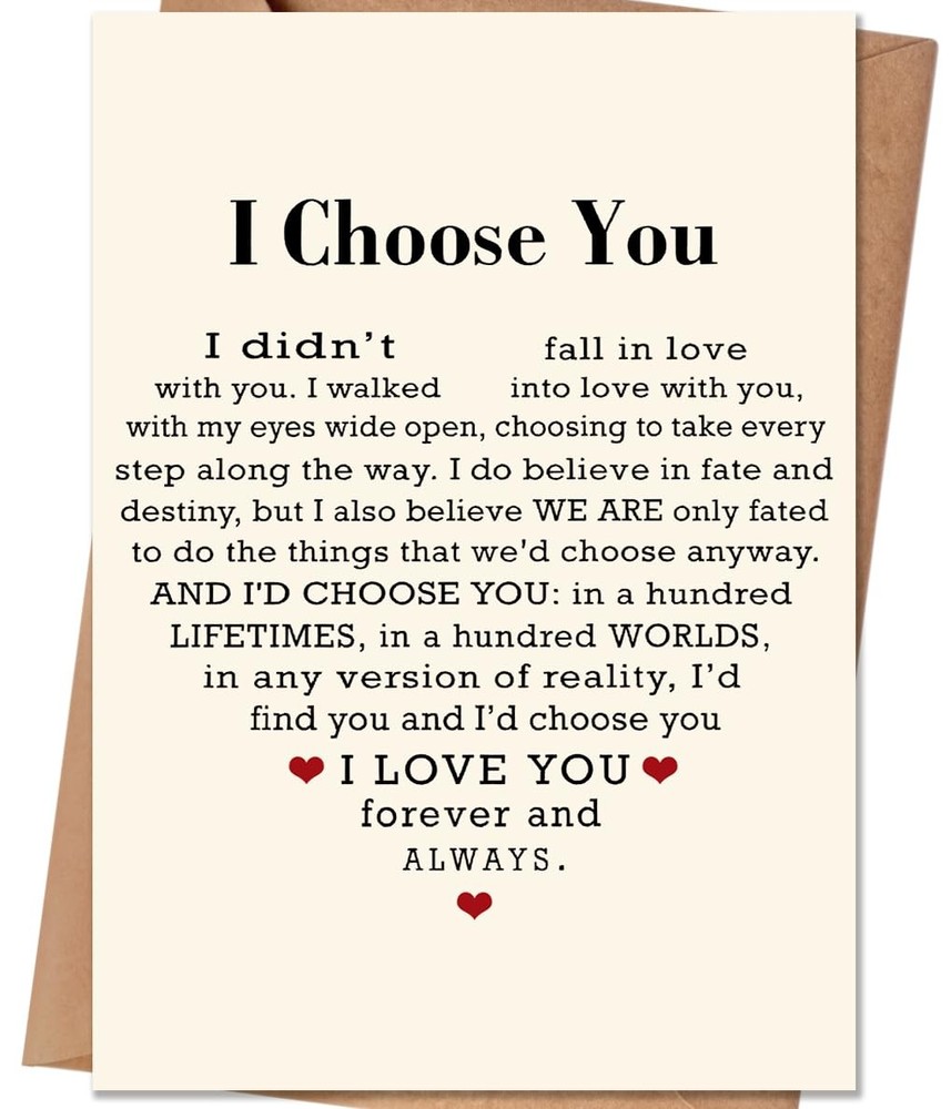 Valentine's Day I Choose You Love Card Gift for Wife Couples Husband Anniversary