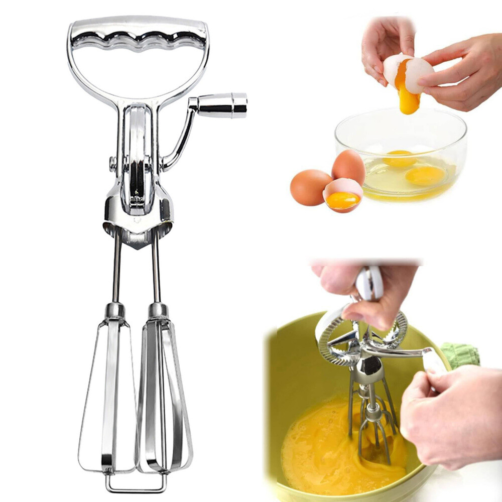 Egg Beater Manual Crank Hand Mixer Blender Stainless Steel Kitchen Tool