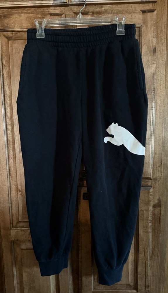 PUMA Womens Medium Black Elastic Waist Drawstring Sweatpants Joggers Pockets