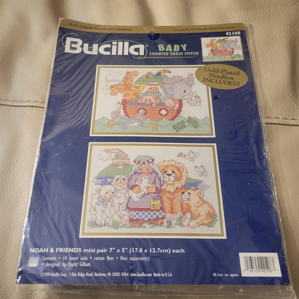 NWT Bucilla Baby Counted Cross Stitch Noah & Friends Mini Pair #42108