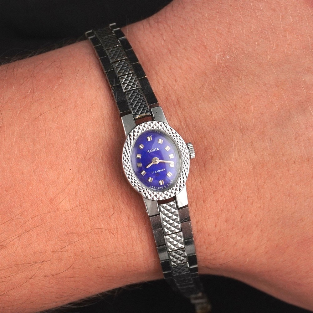 CHAIKA Women's Ladies Mechanical Watch Deep Blue Dial Vintage CHAJKA Soviet USSR