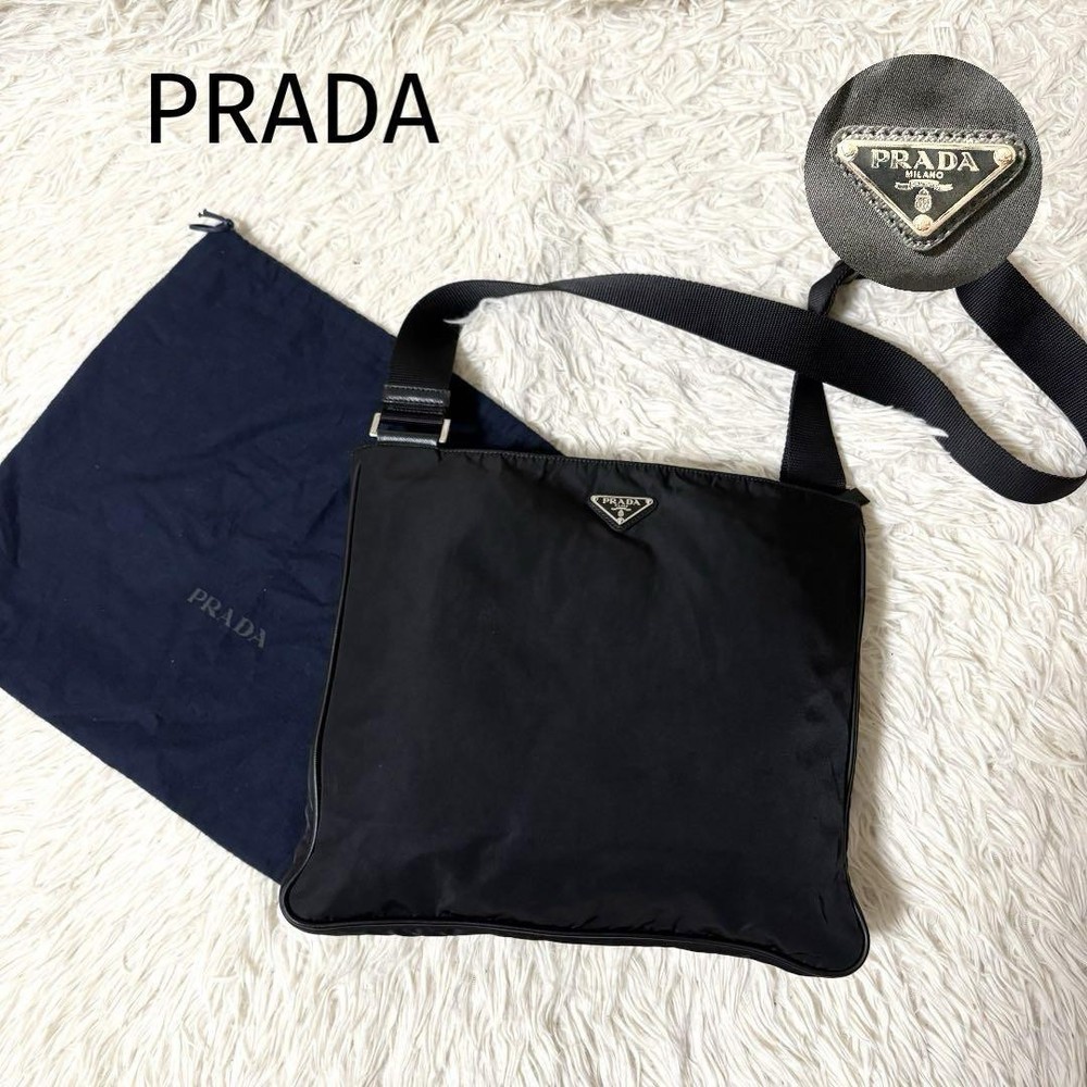Prada Black Nylon Sacoche Shoulder Bag with Triangle Logo