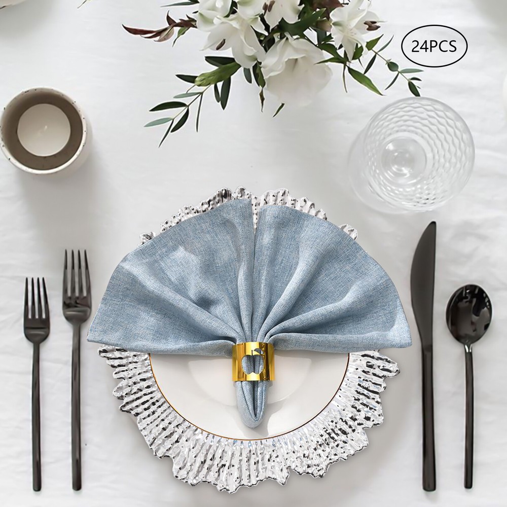 24 Pack Round Plastic Charger Plates Wedding Dinner Reef Plate Serving Plates