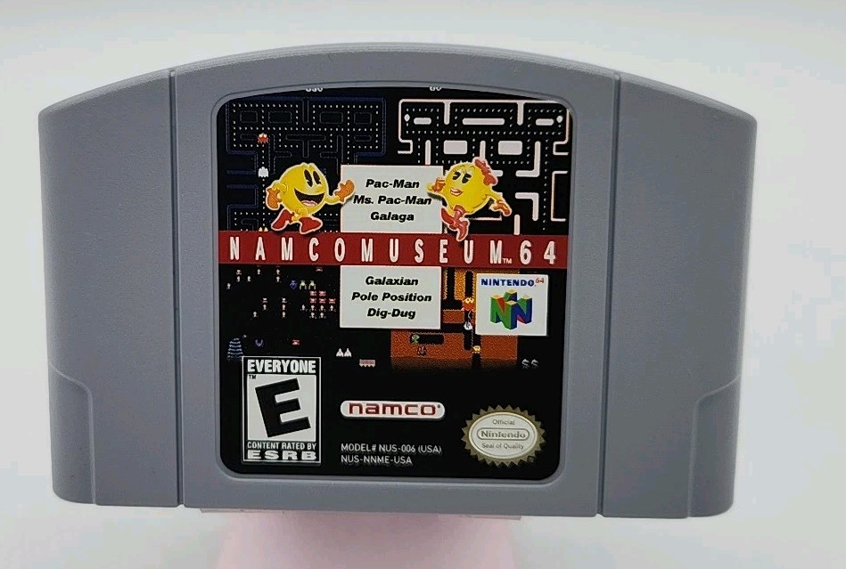 Namco Museum N64 Cartridge Featuring Ms. Pac-Man Galaga Dig Dug Pac-Man