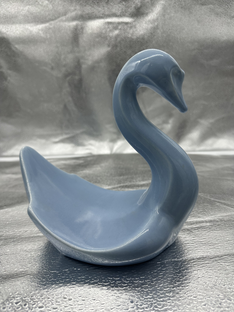 Postmodern Blue Ceramic Swan Dish