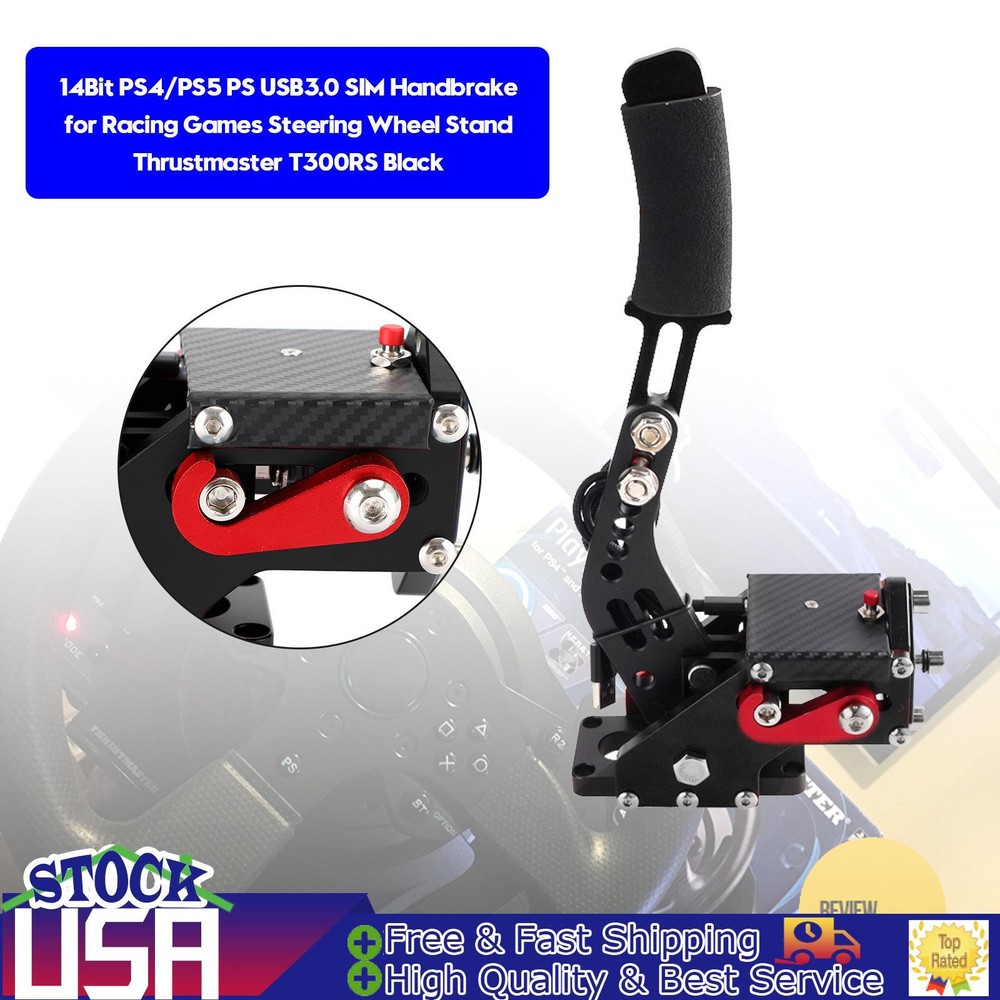 Freno de mano 14 bits PS4/PS5 USB3.0 SIM para volante Thrustmaster T300RS negro