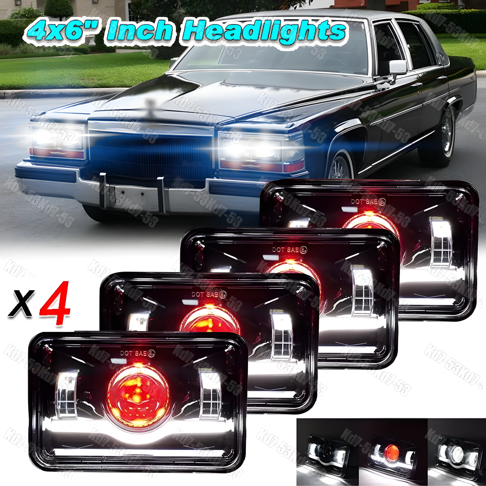 1975-1986 Cadillac Fleetwood DeVille 4PCS 4x6 LED Hi-Lo Beam Headlights A+ Quality
