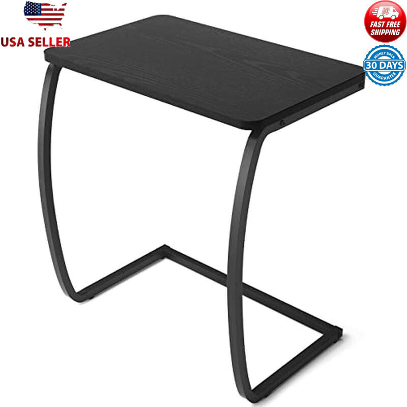 Vintage C-Shaped Side Table for Sofa with Laptop Coffee Snack Tray