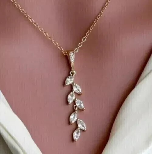 2Ct Marquise Cut Simulated Diamond Pendant in 14K Yellow Gold Plated for Women