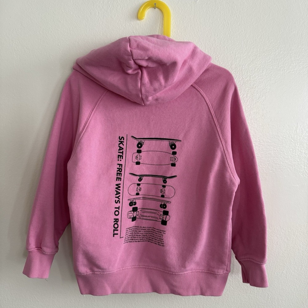 ZARA Kids Pink Skateboard Graphic Hoodie Size 7Y 122cm