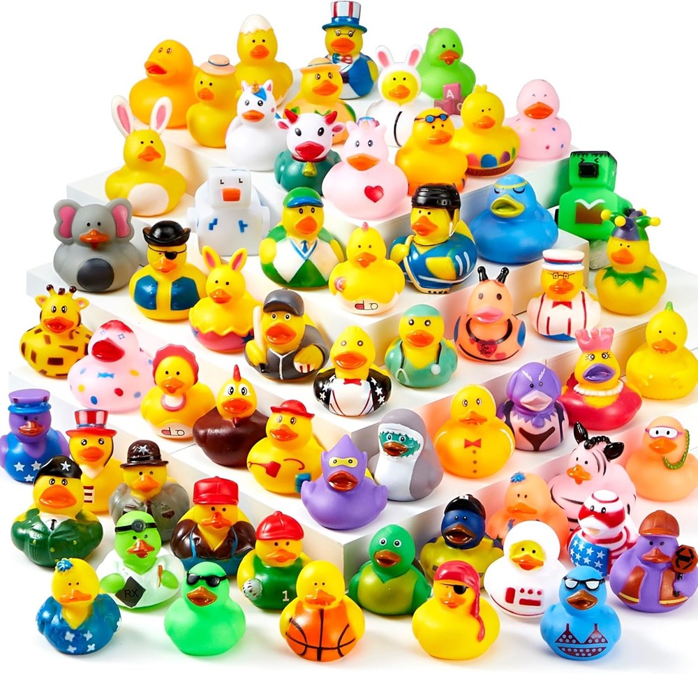 JOYIN 30 Rubber Duck Assortment with Mesh Carry Bag for Kids Party Favors