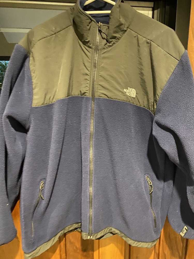 The NORTH FACE Jacket Mens XL Denali Full Zip Fleece Vented Sweater Navy B258