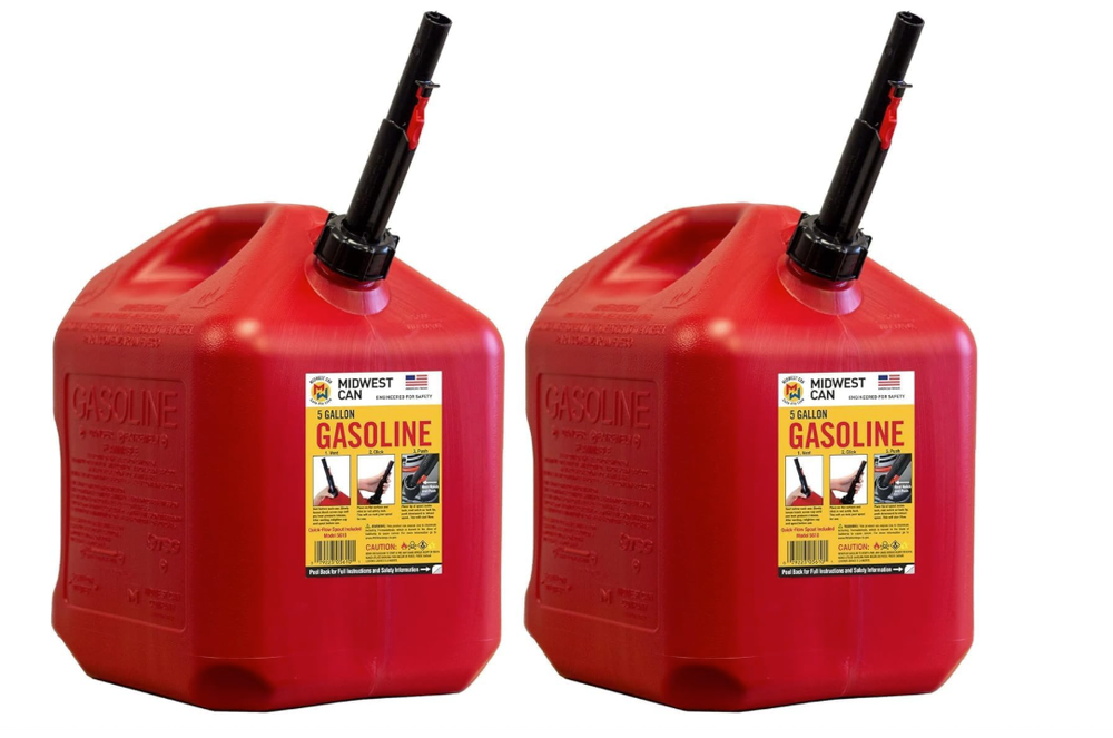 (2 pack) Midwest Can Company, 5 Gallon Capacity Gas Can with Flame Mitigation De