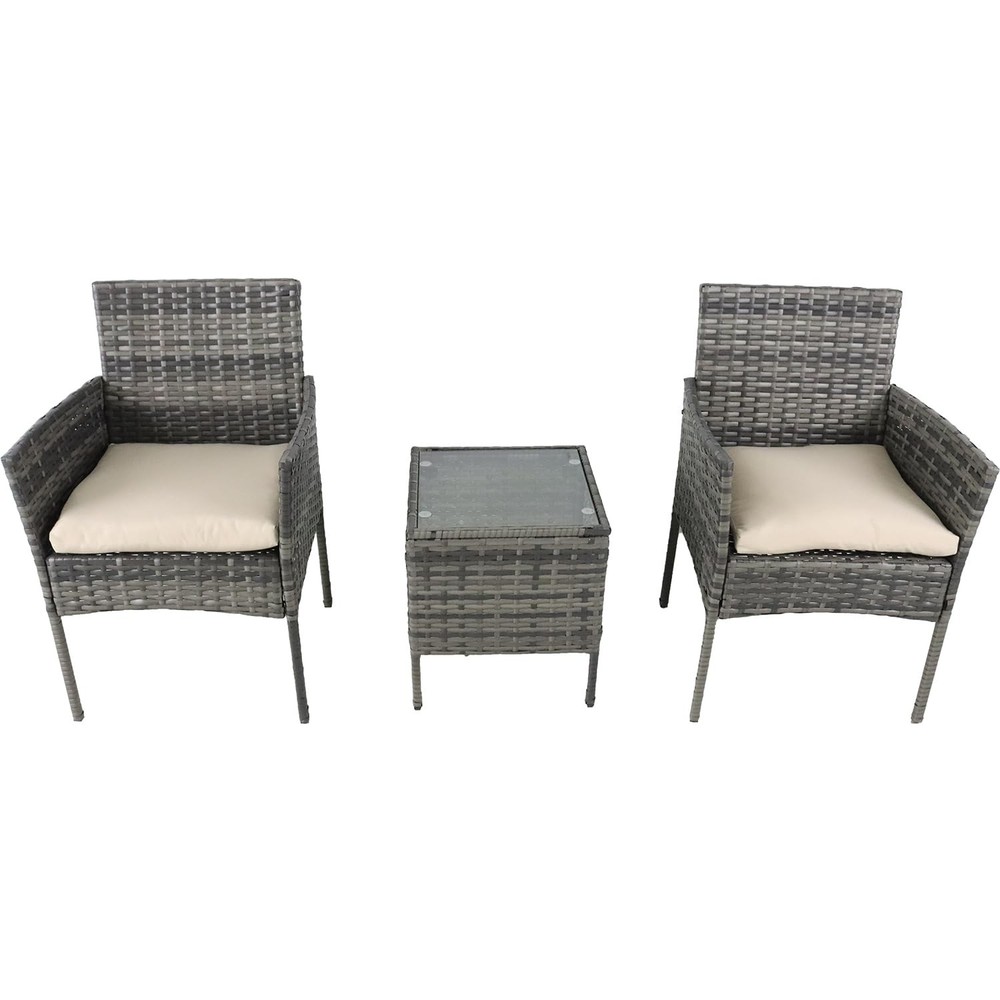 3 Pieces Patio Furniture Set, Outdoor Conversation Sets, Wicker Rattan Chairs...
