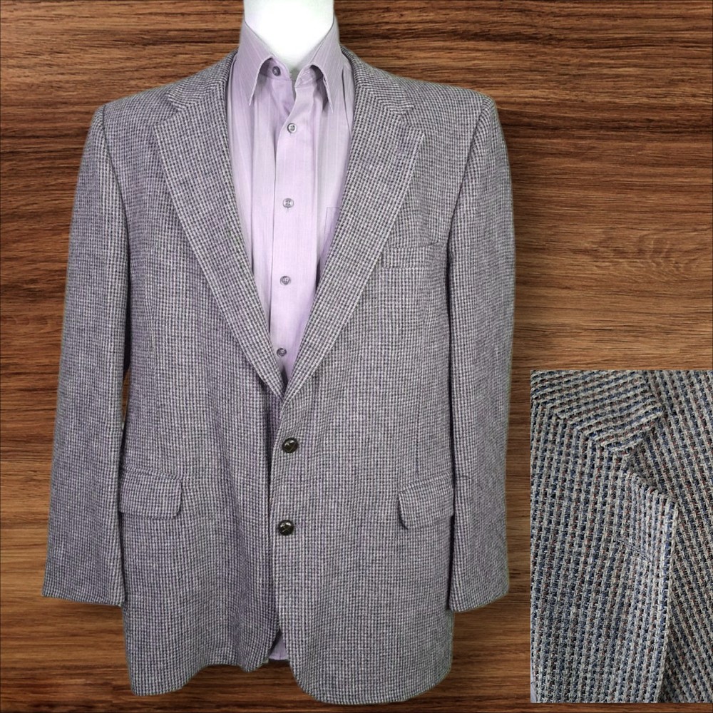 Stafford Jacket Blazer Mens 48L Multicolor Check Tweed Wool