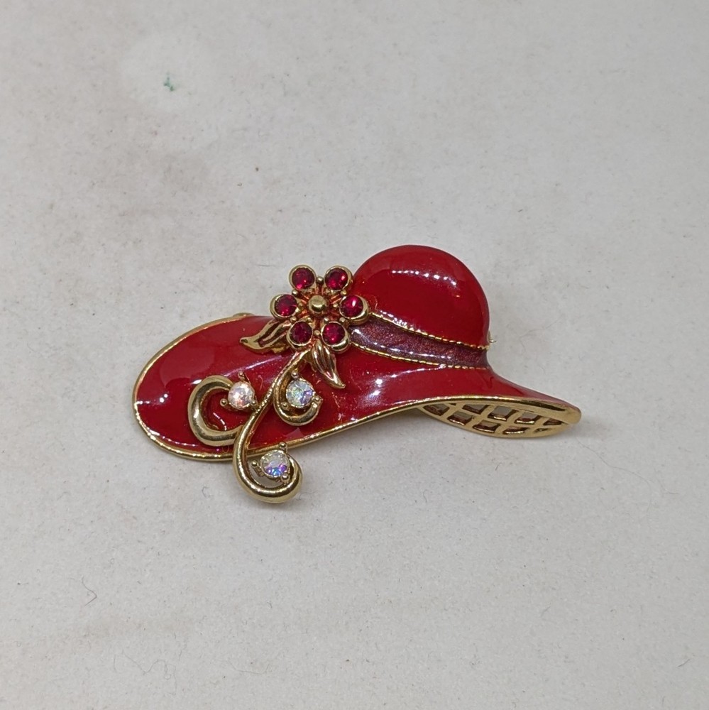 Vintage Avon Red Hat Society Enamel Pin Brooch Jewelry Collectible  