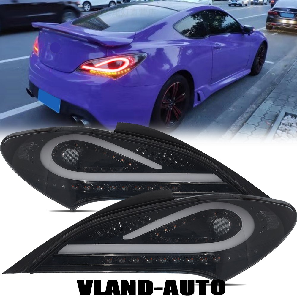 Full LED Tail Lights For 2010-2016 Hyundai Genesis Coupe Smoked Lens Brake Light