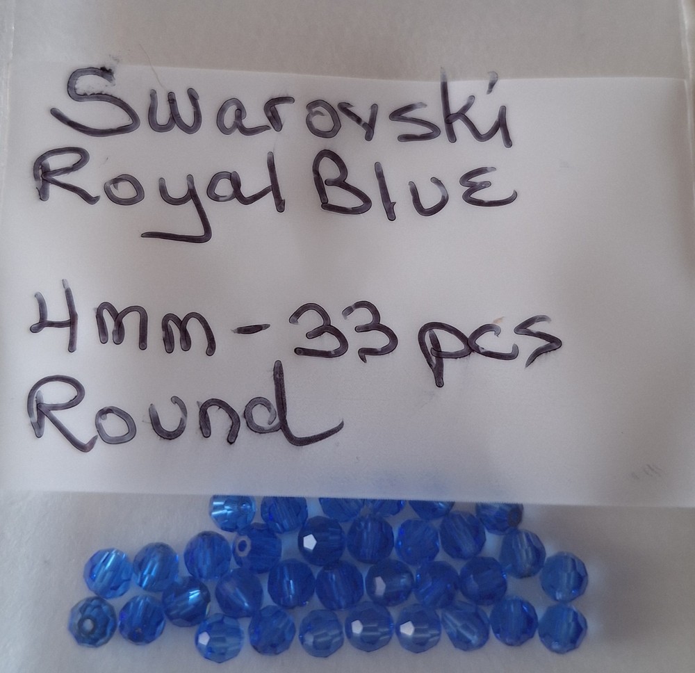 Swarovski Royal Blue 4mm Round Crystals Lot of 33 New